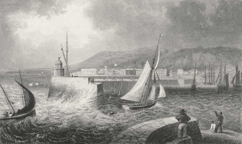 SWANSEA. Entry to harbour, Glamorganshire. Glamorgan c1831 old antique print